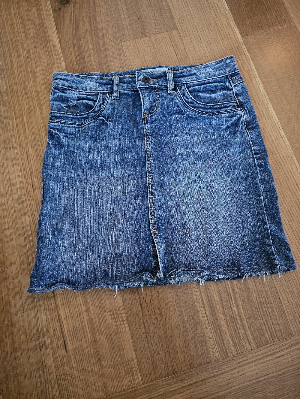 anchor blue Distressed Dark Blue Denim Mini Skirt